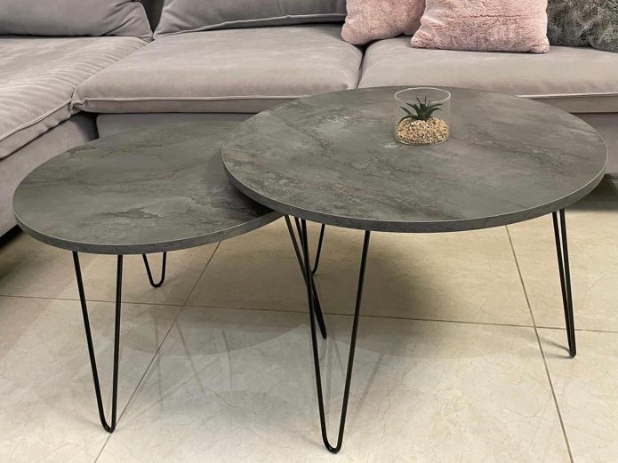 סט שולחנות מון אפור