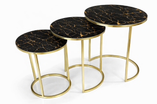 סט שולחנות טנגו שחור רגל זהב