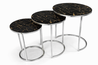 סט שולחנות טנגו שחור רגל ניקל